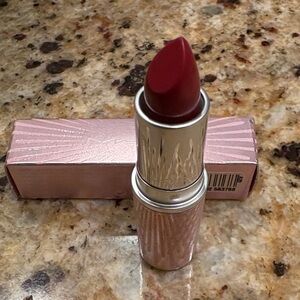 MAC Cosmetics Deep Red Lipstick with Pink Packaging Snowfliter